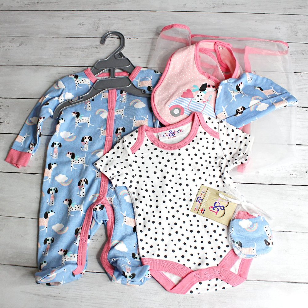 Lily & Jack Baby Girl's Dalmation Dogs Sleeper Hat Layette Size 0 3 Mo